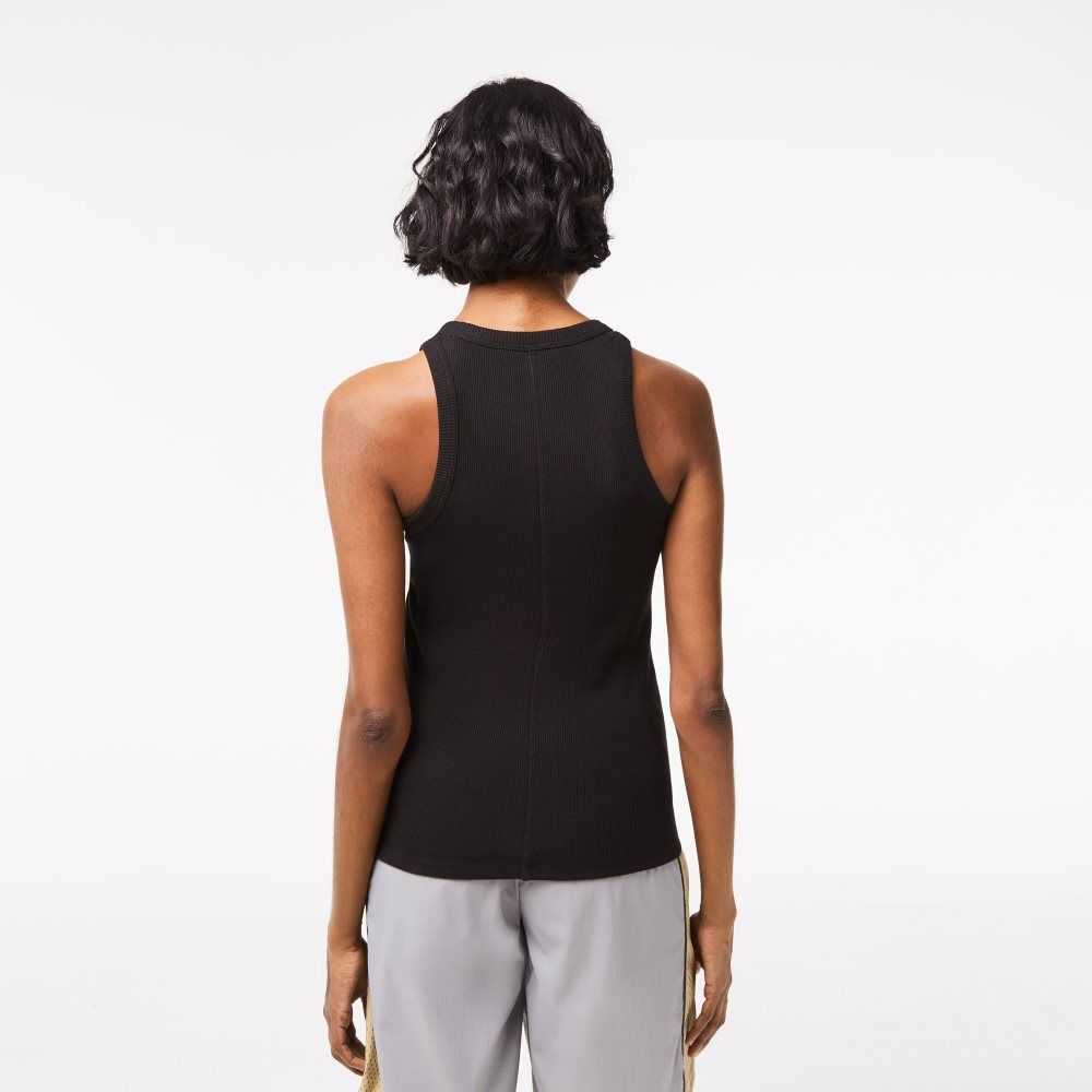 Lacoste Slim Fit Organic Cotton Tank Top Black | UZA-870145