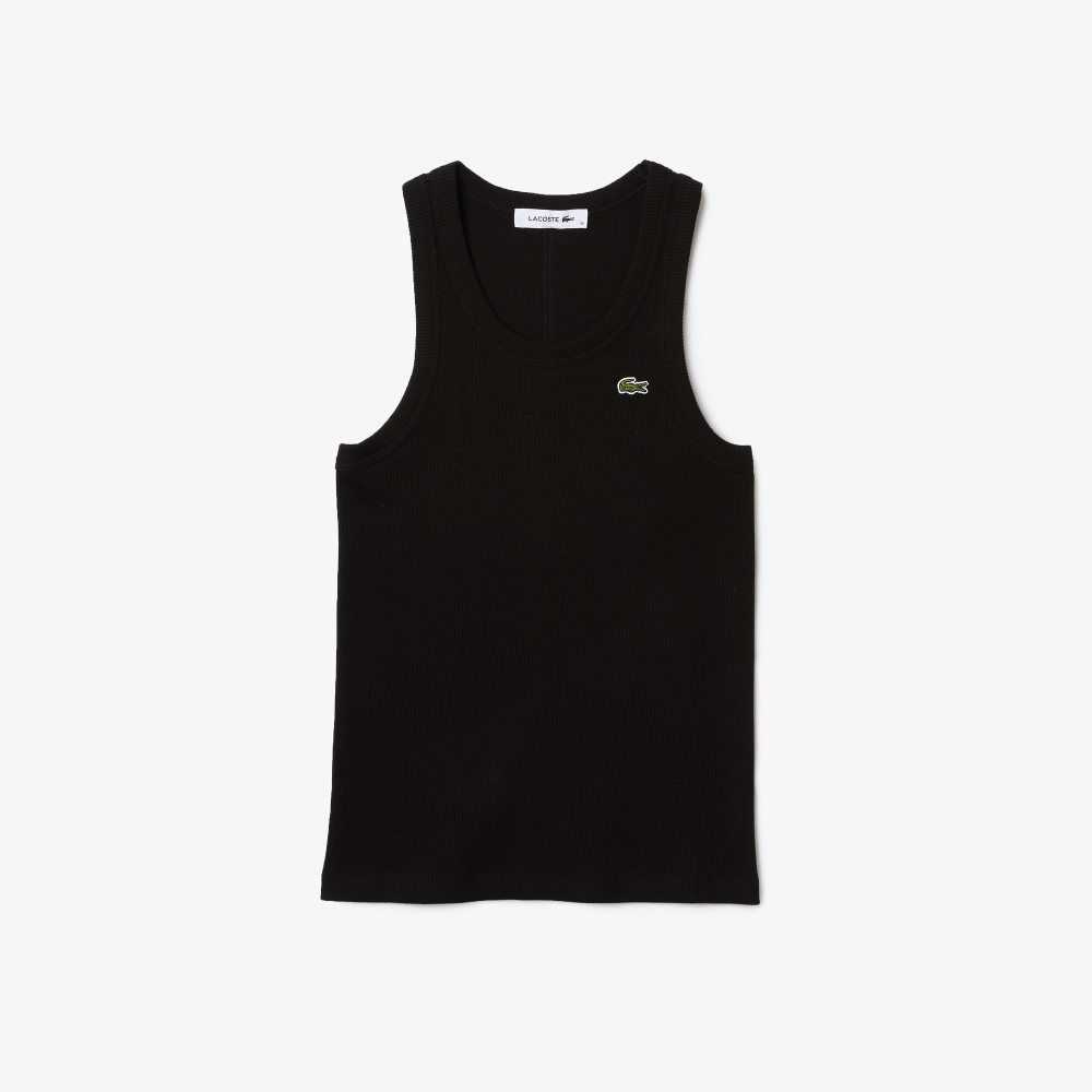 Lacoste Slim Fit Organic Cotton Tank Top Black | UZA-870145