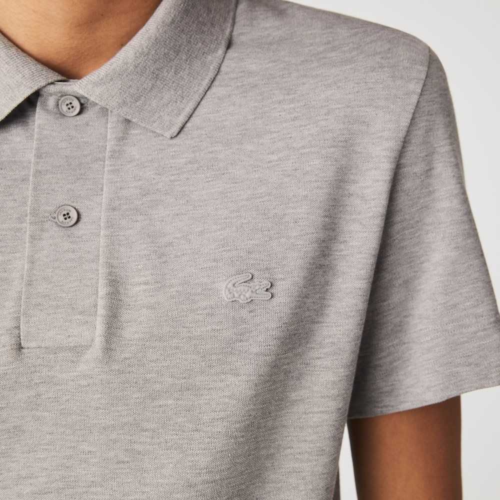 Lacoste Slim Fit Organic Stretch Cotton Pique Polo Grey Chine | RUS-649715