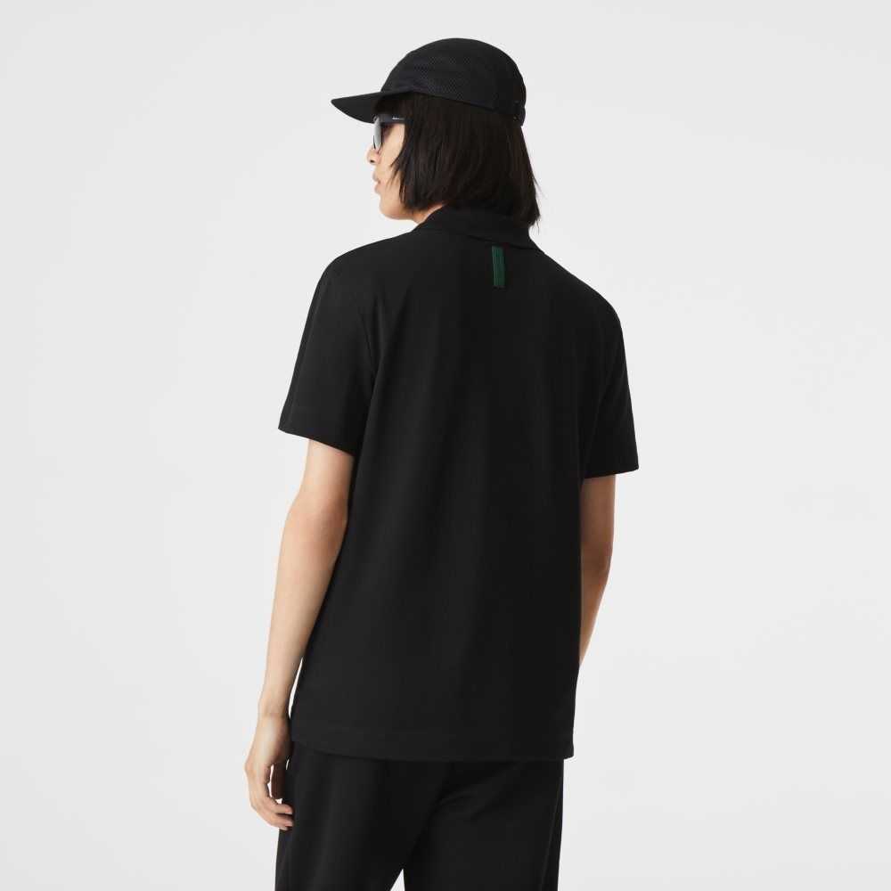 Lacoste Slim Fit Organic Stretch Cotton Pique Polo Black | RWX-159246