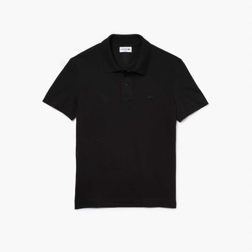 Lacoste Slim Fit Organic Stretch Cotton Pique Polo Black | RWX-159246