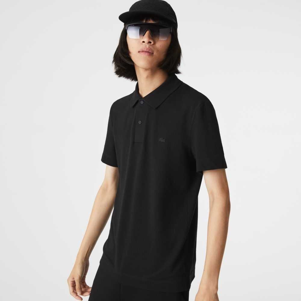 Lacoste Slim Fit Organic Stretch Cotton Pique Polo Black | RWX-159246