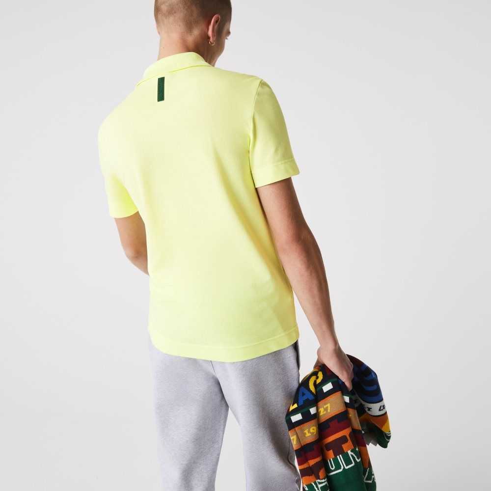 Lacoste Slim Fit Organic Stretch Cotton Pique Polo Flashy Yellow | UMS-681329