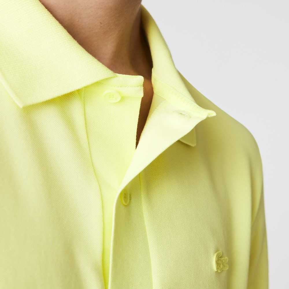 Lacoste Slim Fit Organic Stretch Cotton Pique Polo Flashy Yellow | UMS-681329