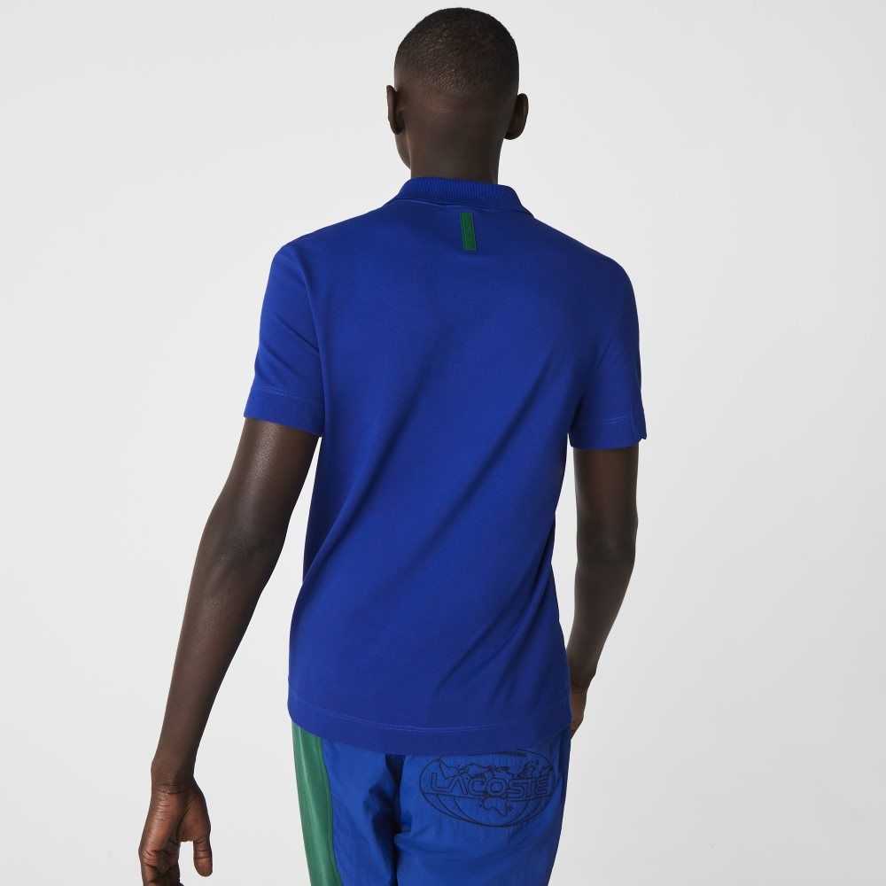 Lacoste Slim Fit Organic Stretch Cotton Pique Polo Blue | VSK-327618