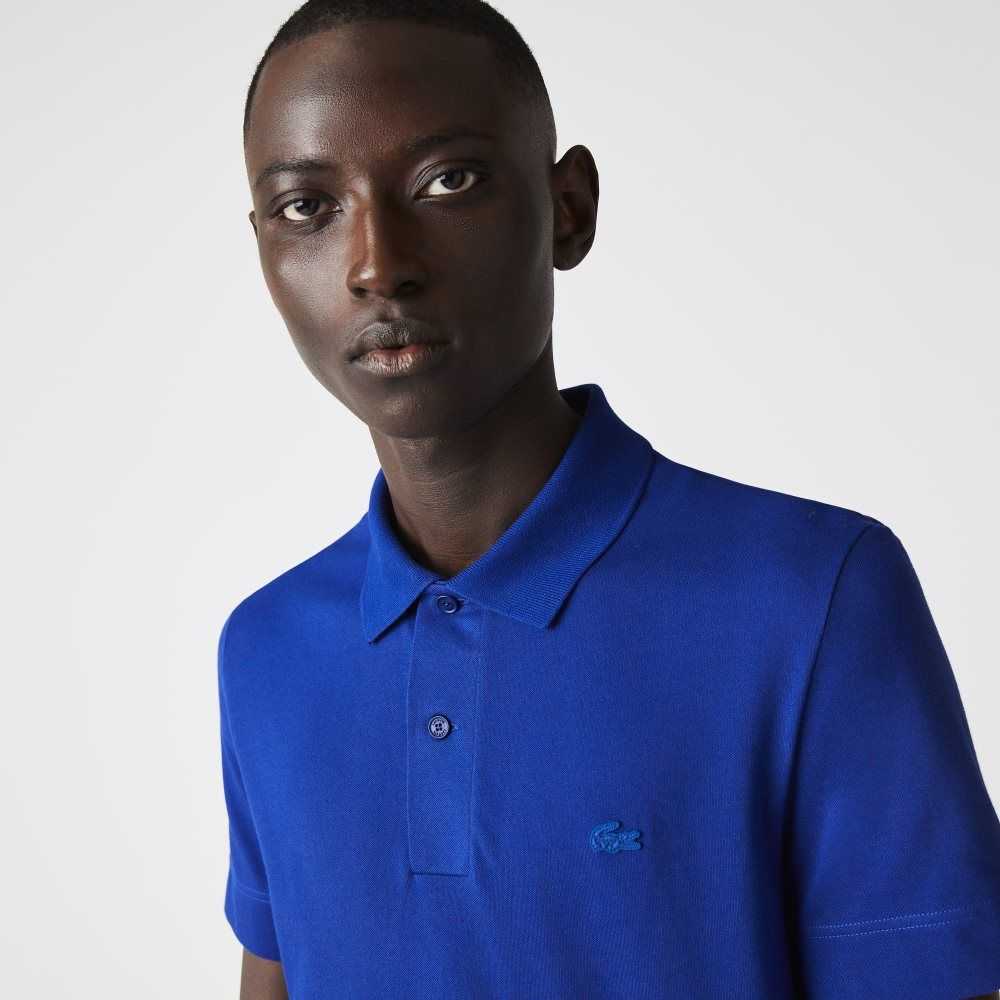 Lacoste Slim Fit Organic Stretch Cotton Pique Polo Blue | VSK-327618