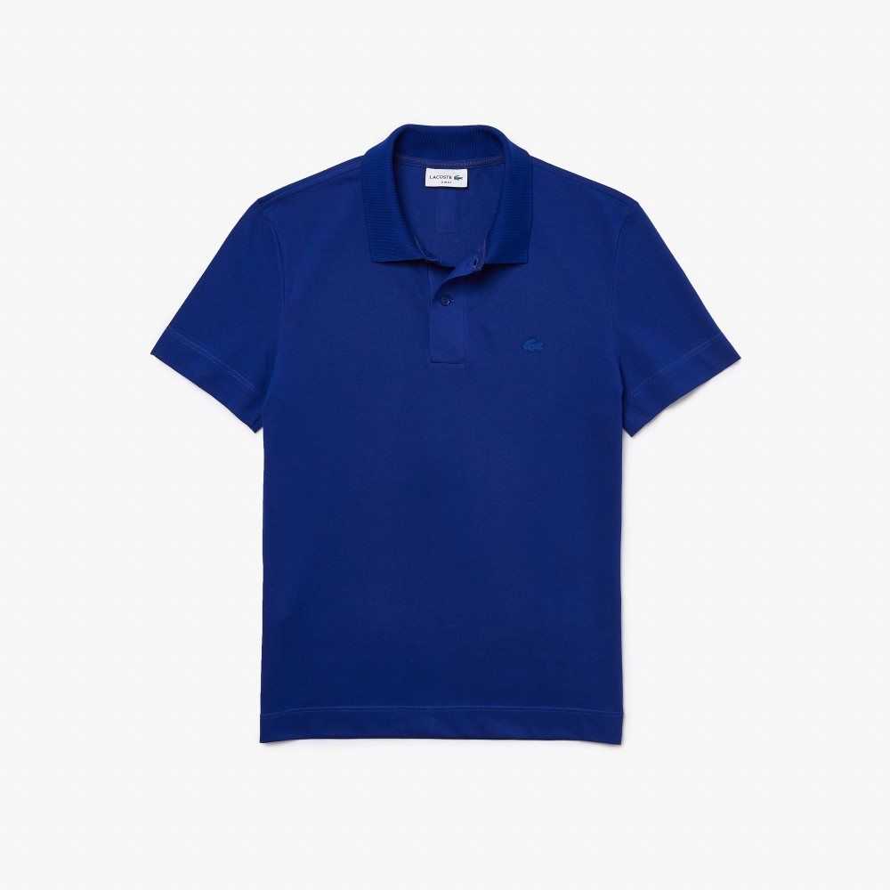 Lacoste Slim Fit Organic Stretch Cotton Pique Polo Blue | VSK-327618