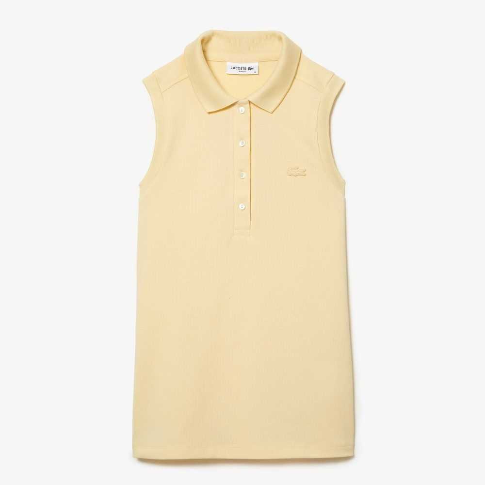 Lacoste Slim Fit Sleeveless Cotton Pique Polo Shirt Yellow | RKZ-438275