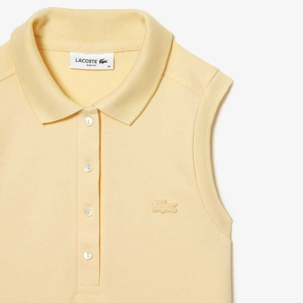 Lacoste Slim Fit Sleeveless Cotton Pique Polo Shirt Yellow | RKZ-438275