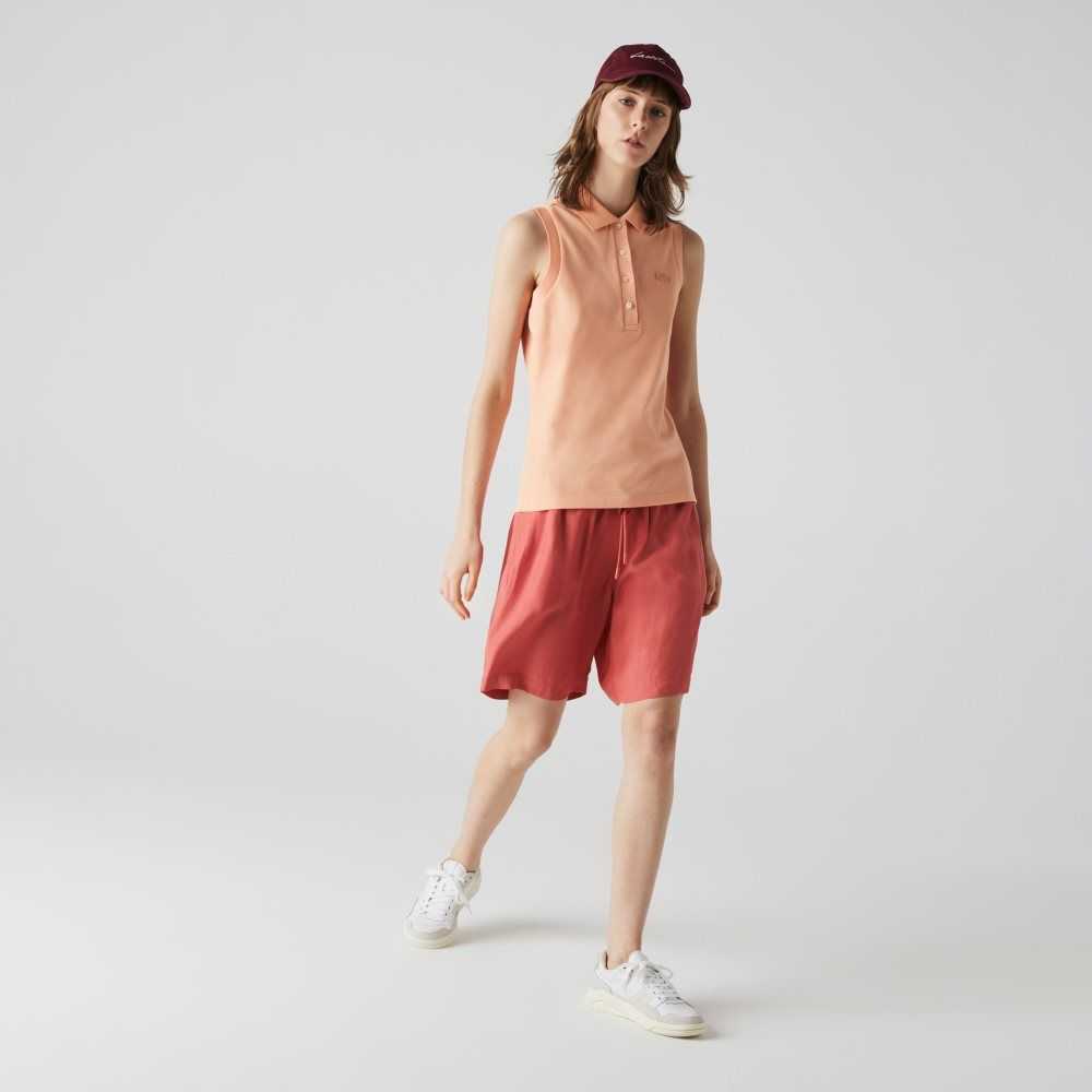 Lacoste Slim Fit Sleeveless Cotton Pique Polo Shirt Light Orange | VJH-047615