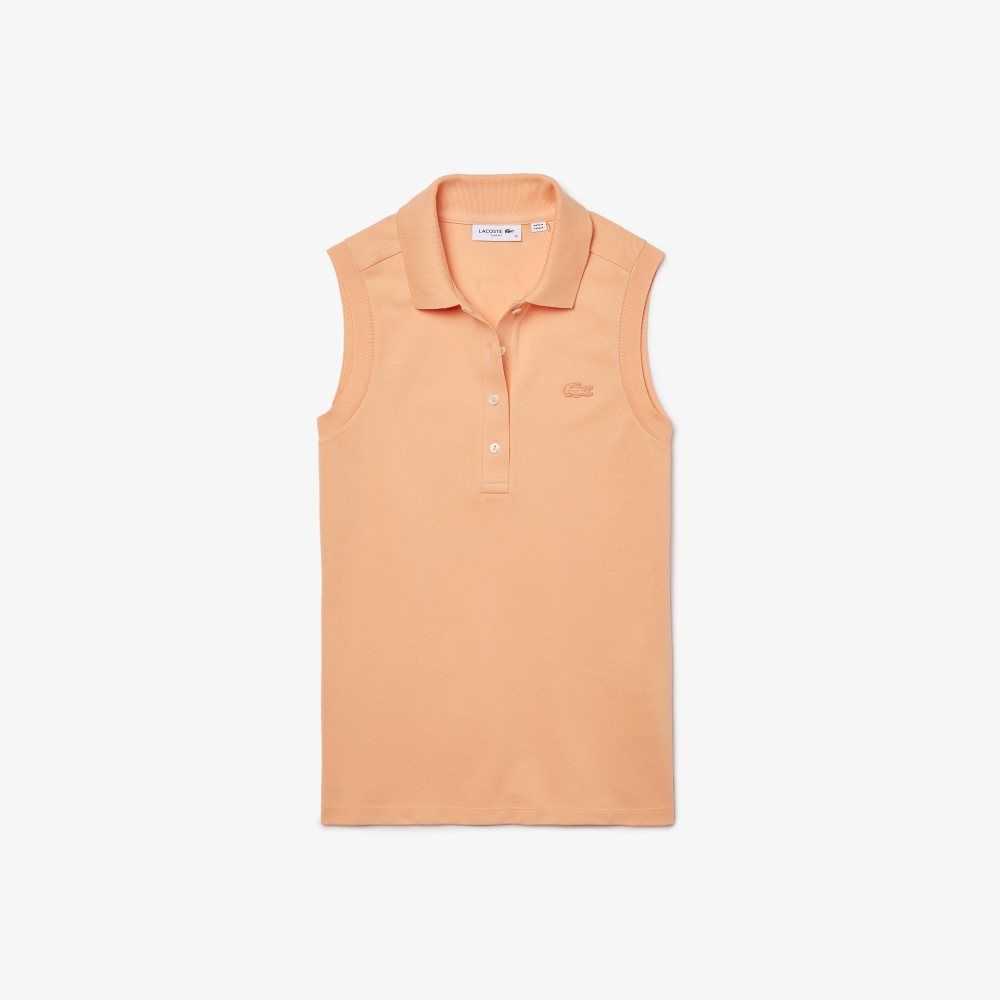 Lacoste Slim Fit Sleeveless Cotton Pique Polo Shirt Light Orange | VJH-047615