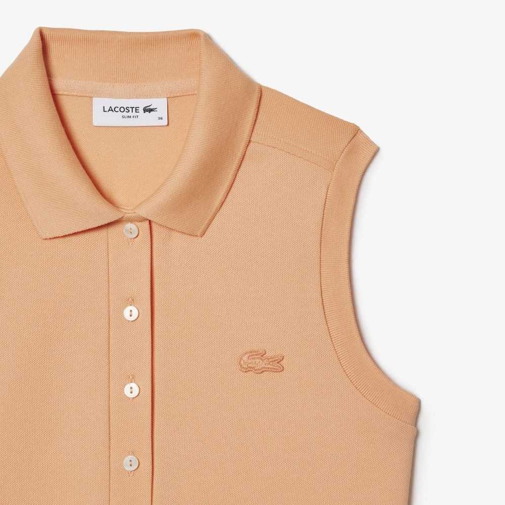 Lacoste Slim Fit Sleeveless Cotton Pique Polo Shirt Light Orange | VJH-047615