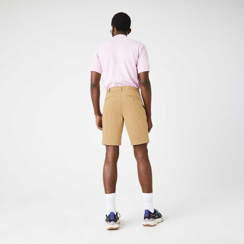 Lacoste Slim Fit Stretch Cotton Bermuda Shorts Beige | BPY-513940