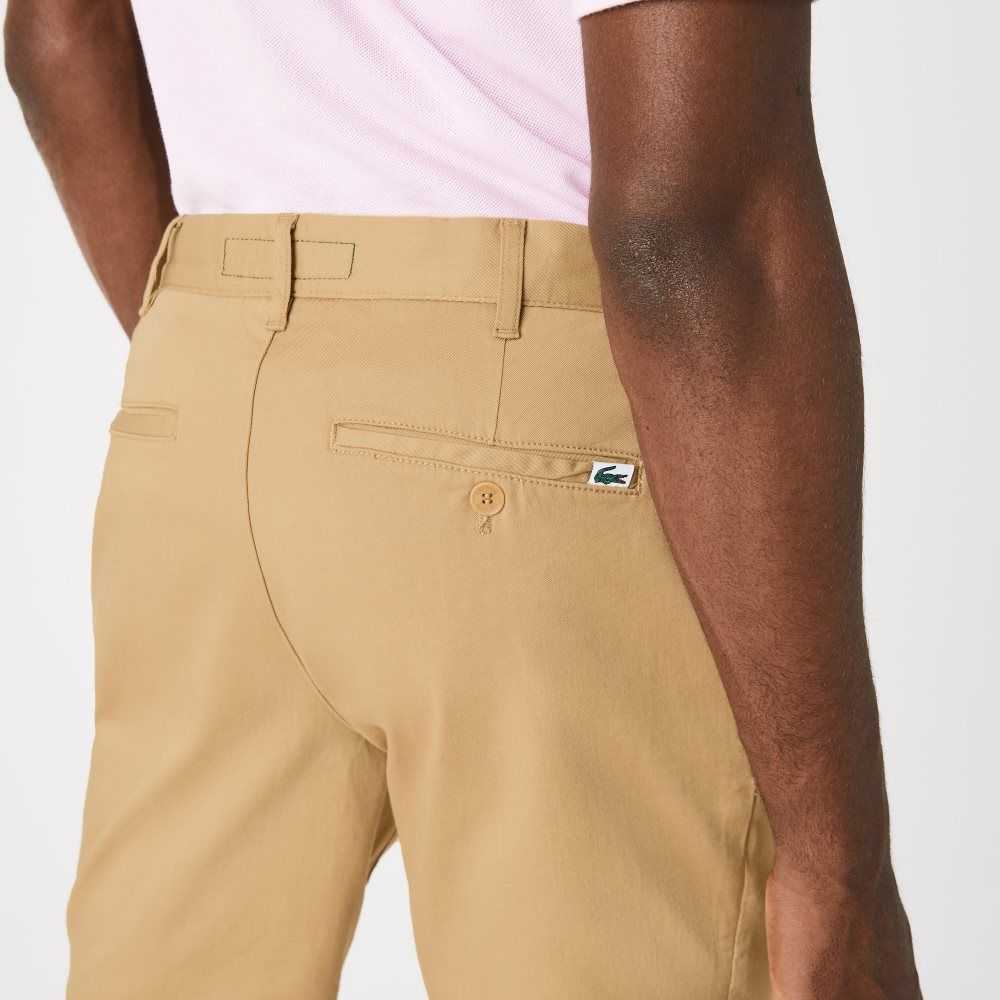 Lacoste Slim Fit Stretch Cotton Bermuda Shorts Beige | BPY-513940