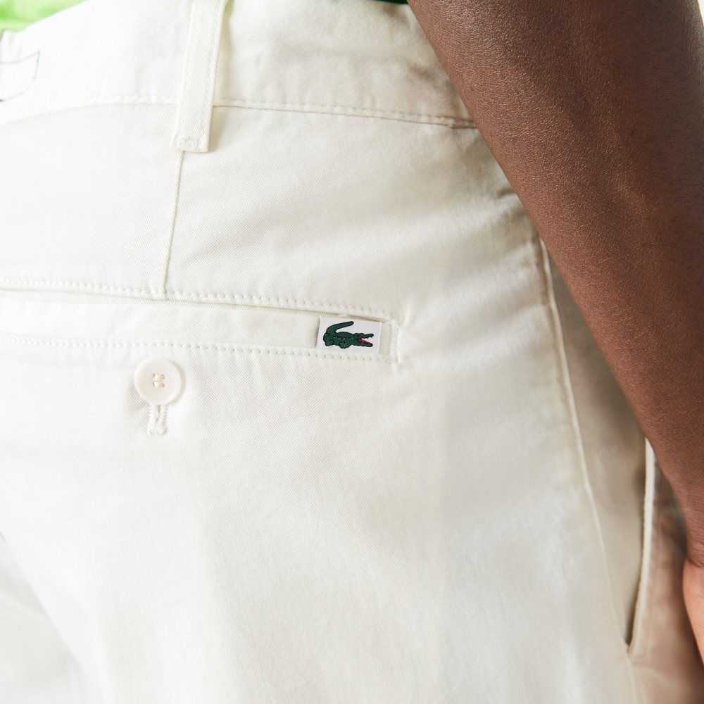 Lacoste Slim Fit Stretch Cotton Bermuda Shorts White | NDK-279145