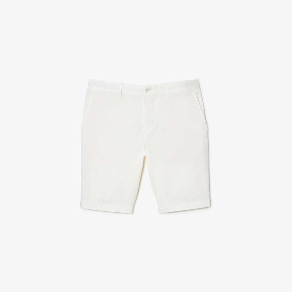 Lacoste Slim Fit Stretch Cotton Bermuda Shorts White | NDK-279145