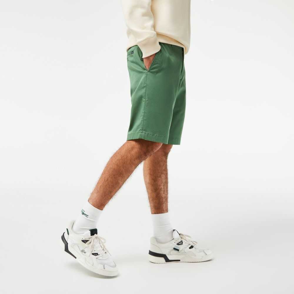 Lacoste Slim Fit Stretch Cotton Bermuda Shorts Khaki Green | NFZ-201576