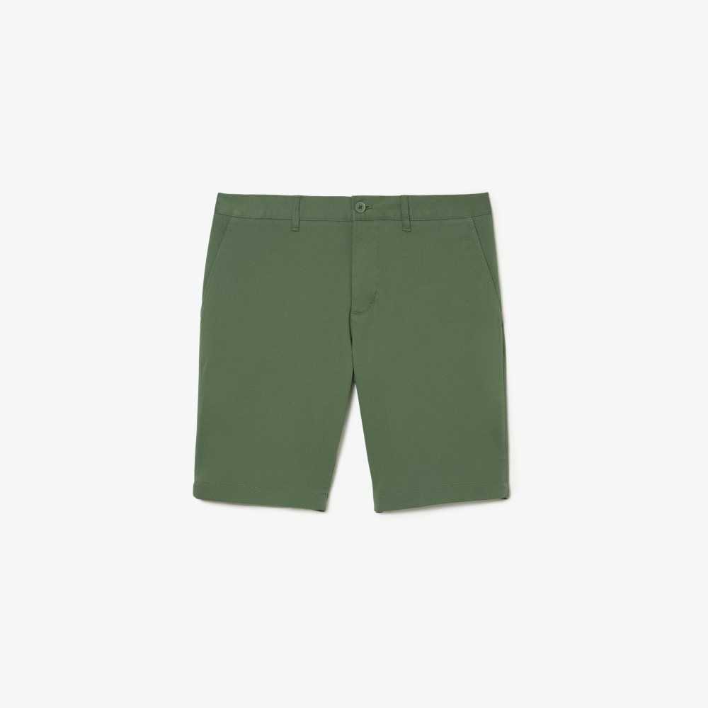 Lacoste Slim Fit Stretch Cotton Bermuda Shorts Khaki Green | NFZ-201576