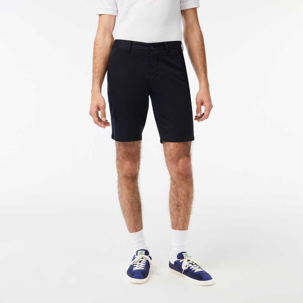 Lacoste Slim Fit Stretch Cotton Bermuda Shorts Navy Blue | NRJ-627830