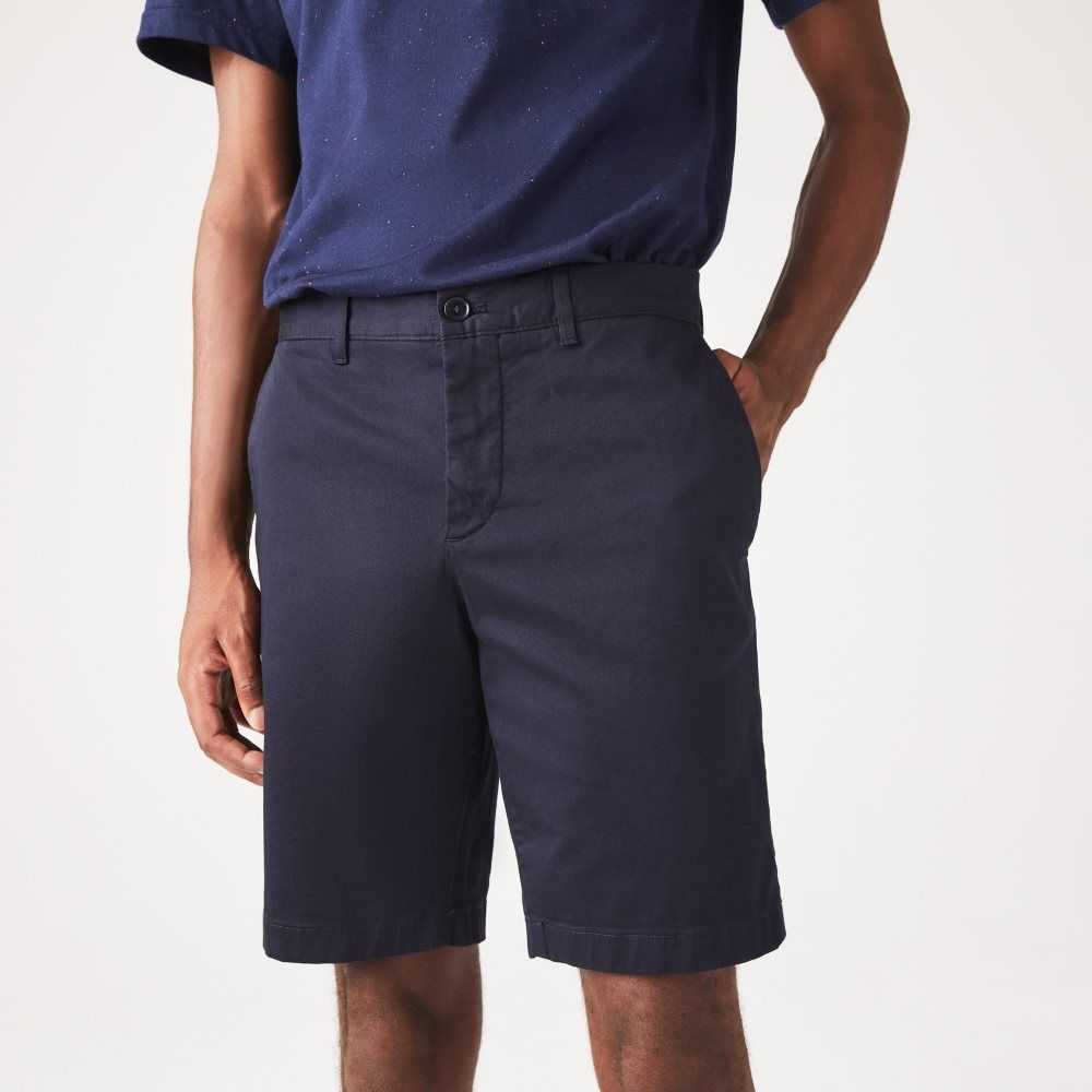 Lacoste Slim Fit Stretch Cotton Bermuda Shorts Navy Blue | NRJ-627830