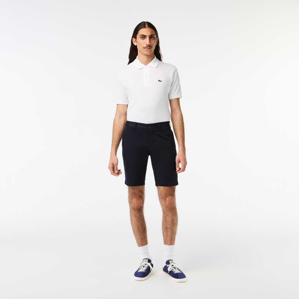 Lacoste Slim Fit Stretch Cotton Bermuda Shorts Navy Blue | NRJ-627830