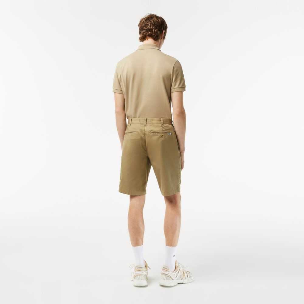 Lacoste Slim Fit Stretch Cotton Bermuda Shorts Beige | UIE-183956