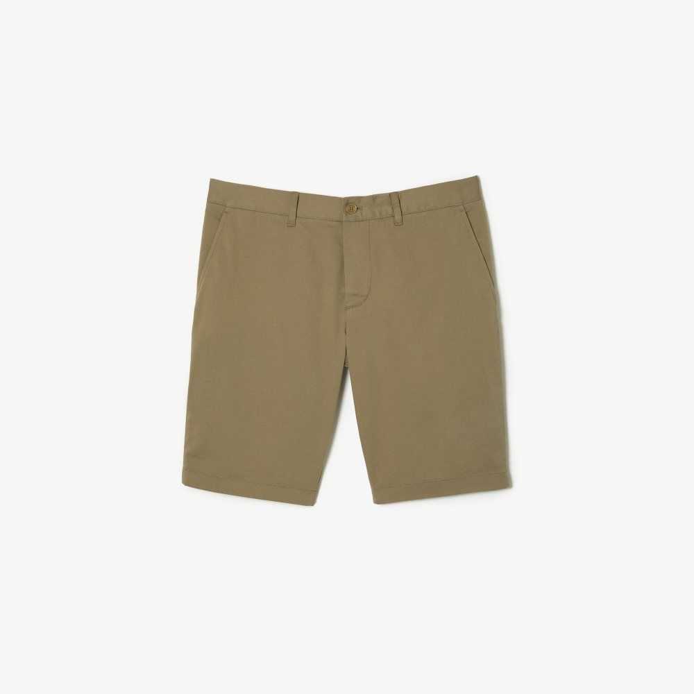 Lacoste Slim Fit Stretch Cotton Bermuda Shorts Beige | UIE-183956