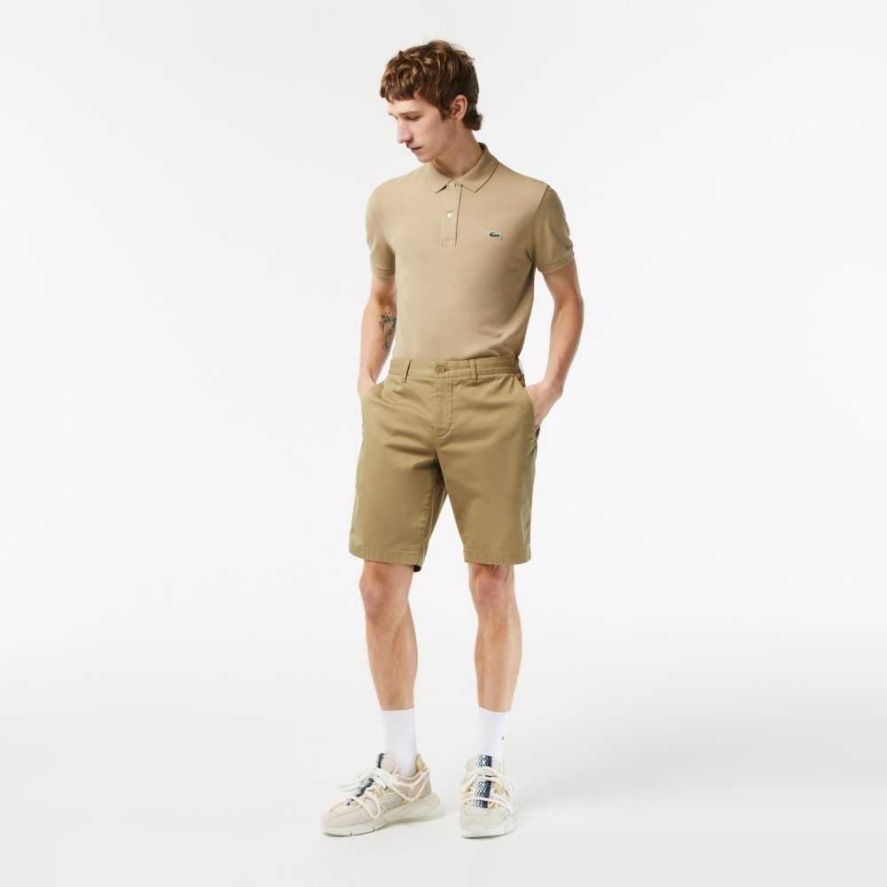 Lacoste Slim Fit Stretch Cotton Bermuda Shorts Beige | UIE-183956