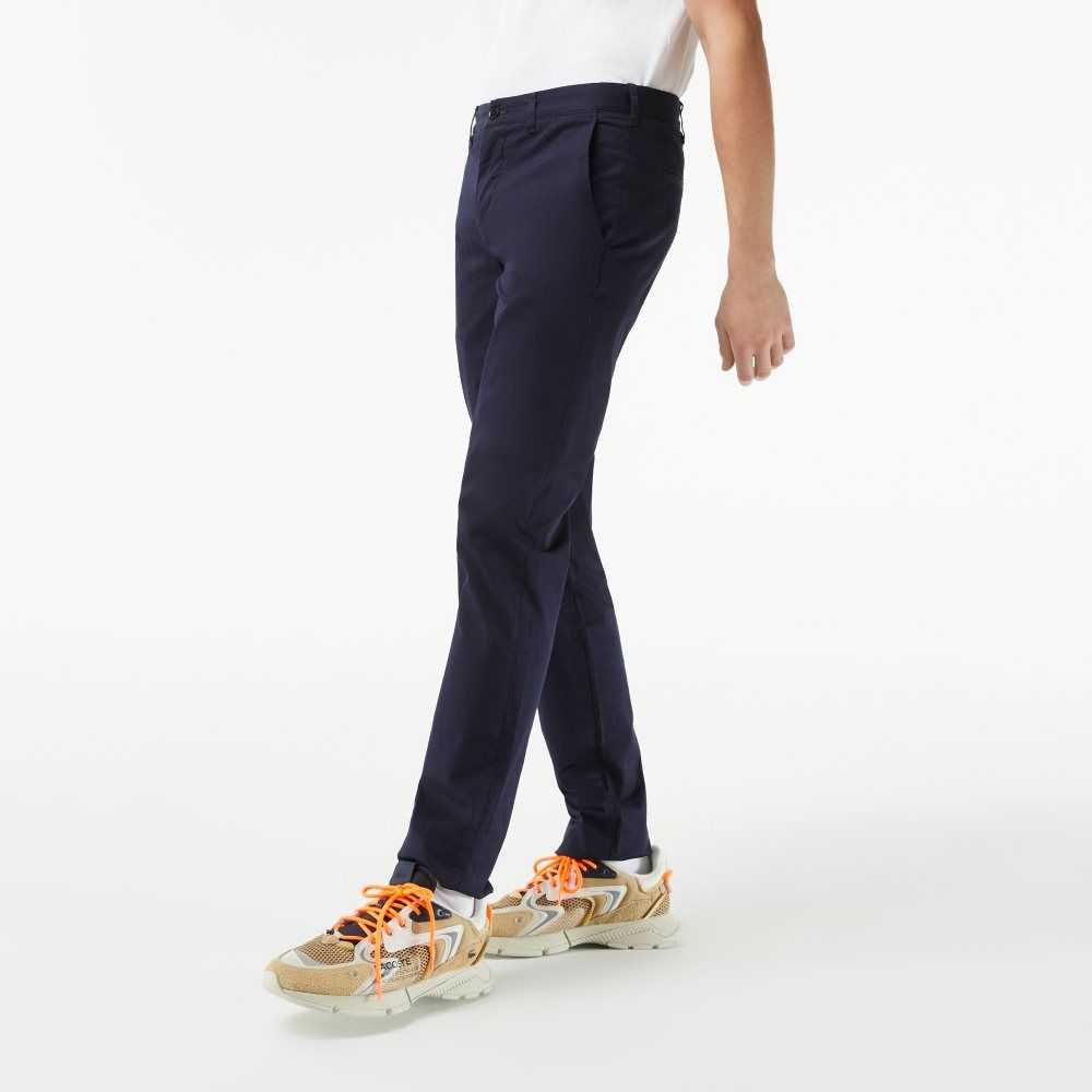 Lacoste Slim Fit Stretch Cotton Chinos Navy Blue | YTB-495320