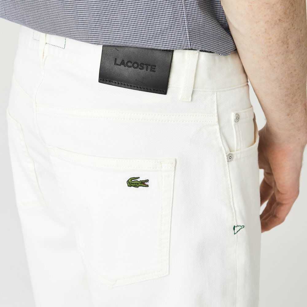 Lacoste Slim Fit Stretch Cotton Denim Bermuda Shorts White | JGE-937816