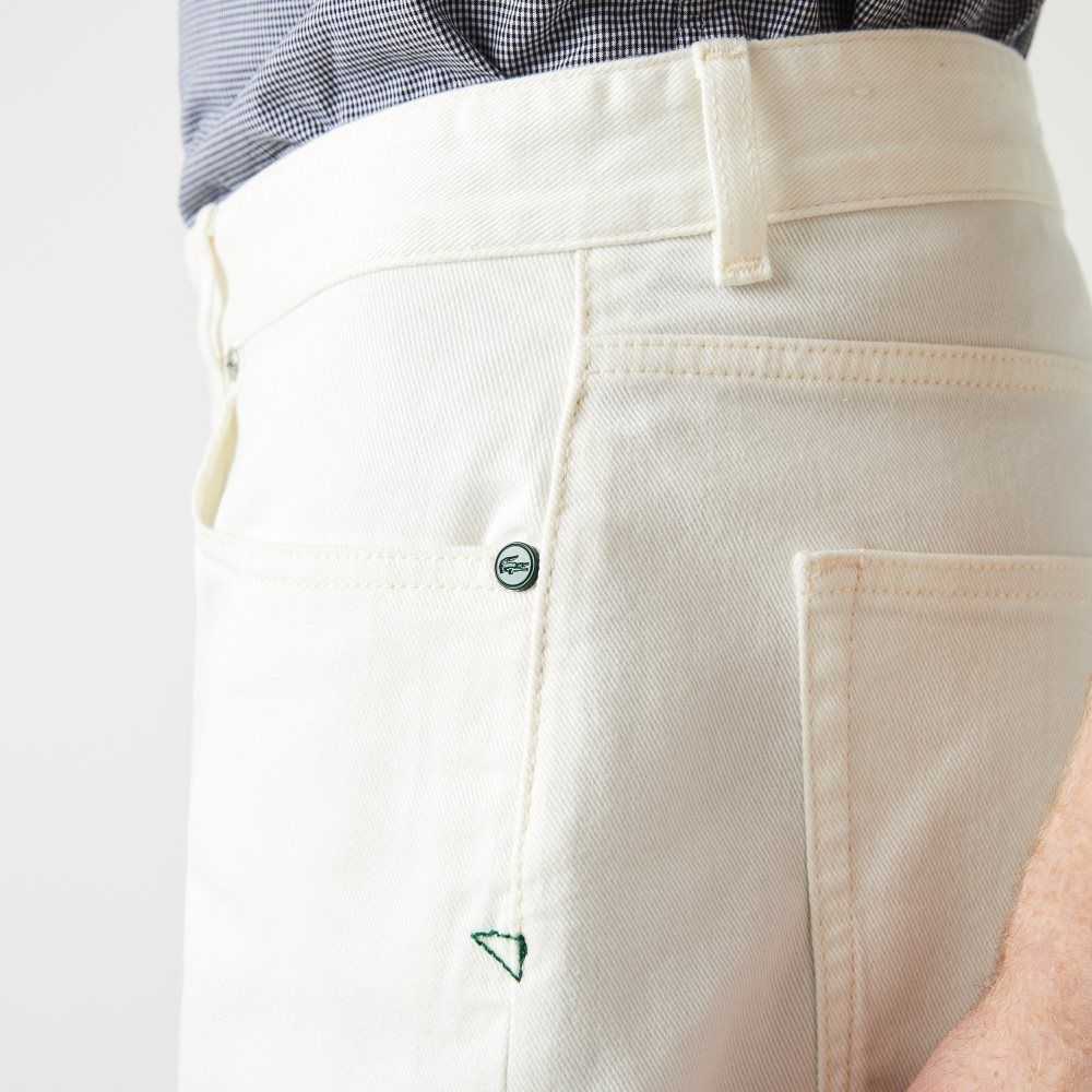 Lacoste Slim Fit Stretch Cotton Denim Bermuda Shorts White | JGE-937816