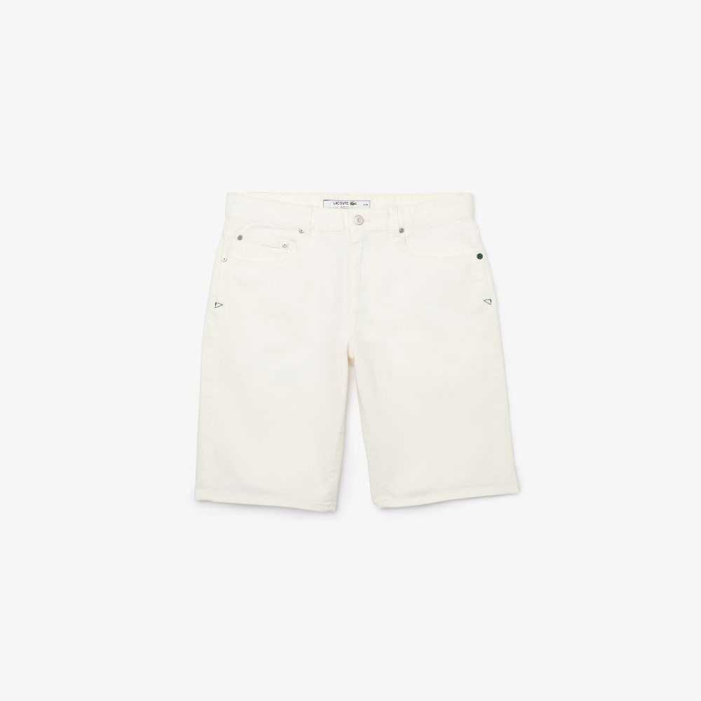 Lacoste Slim Fit Stretch Cotton Denim Bermuda Shorts White | JGE-937816