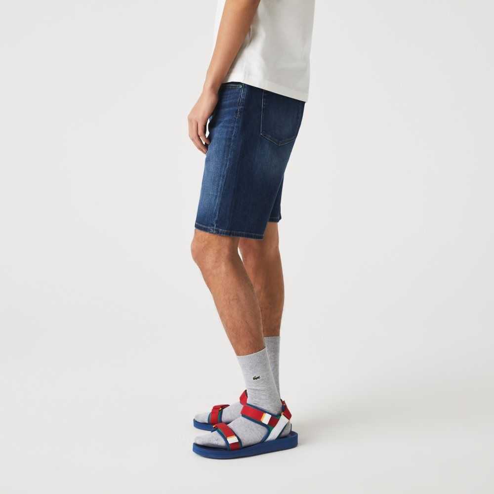 Lacoste Slim Fit Stretch Cotton Denim Bermuda Shorts Blue | RQN-825901