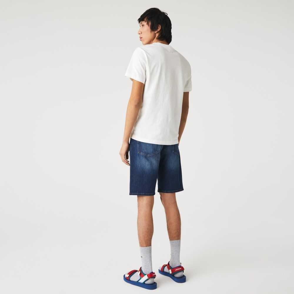 Lacoste Slim Fit Stretch Cotton Denim Bermuda Shorts Blue | RQN-825901