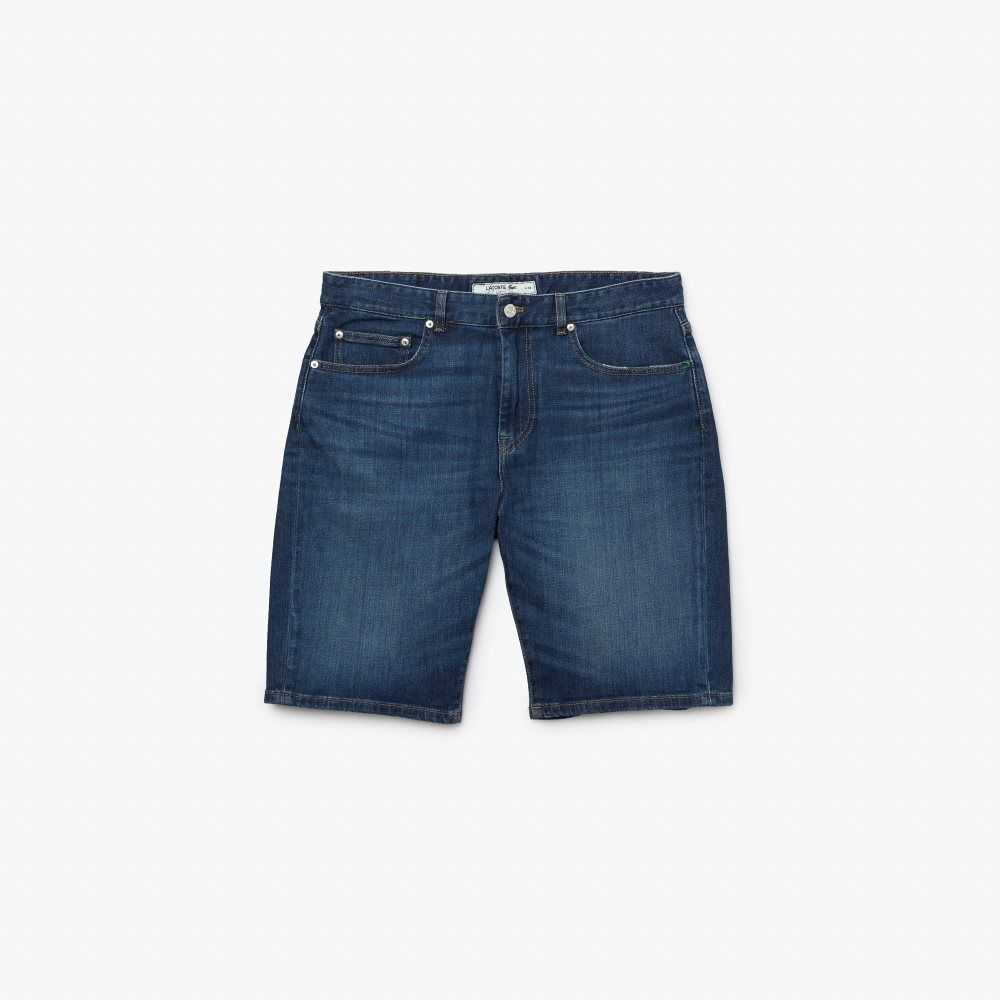 Lacoste Slim Fit Stretch Cotton Denim Bermuda Shorts Blue | RQN-825901