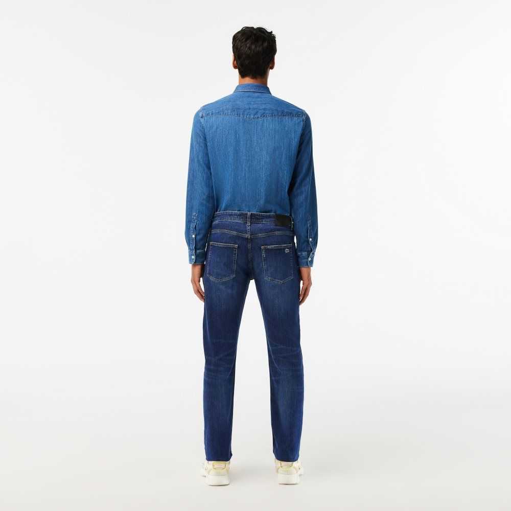 Lacoste Slim Fit Stretch Cotton Denim Pants Blue | XRV-354198