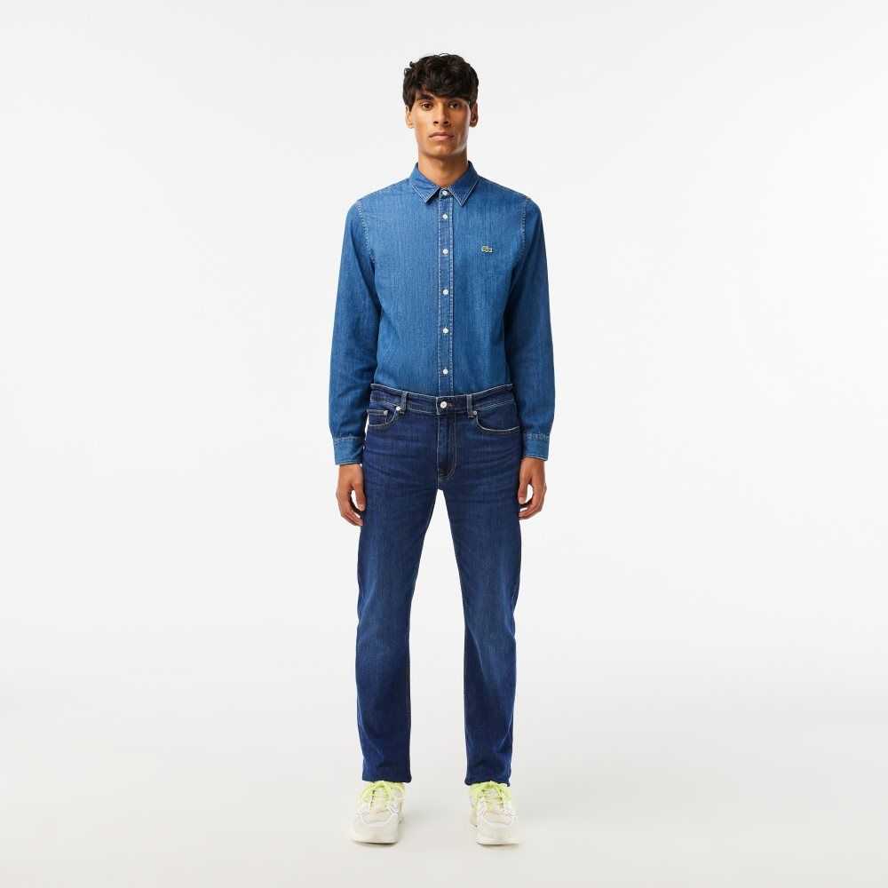 Lacoste Slim Fit Stretch Cotton Denim Pants Blue | XRV-354198