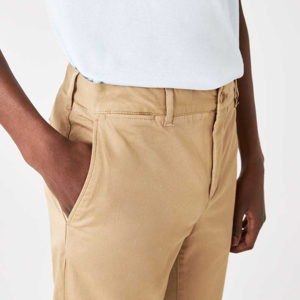 Lacoste Slim Fit Stretch Cotton Pants Beige | FZT-630921