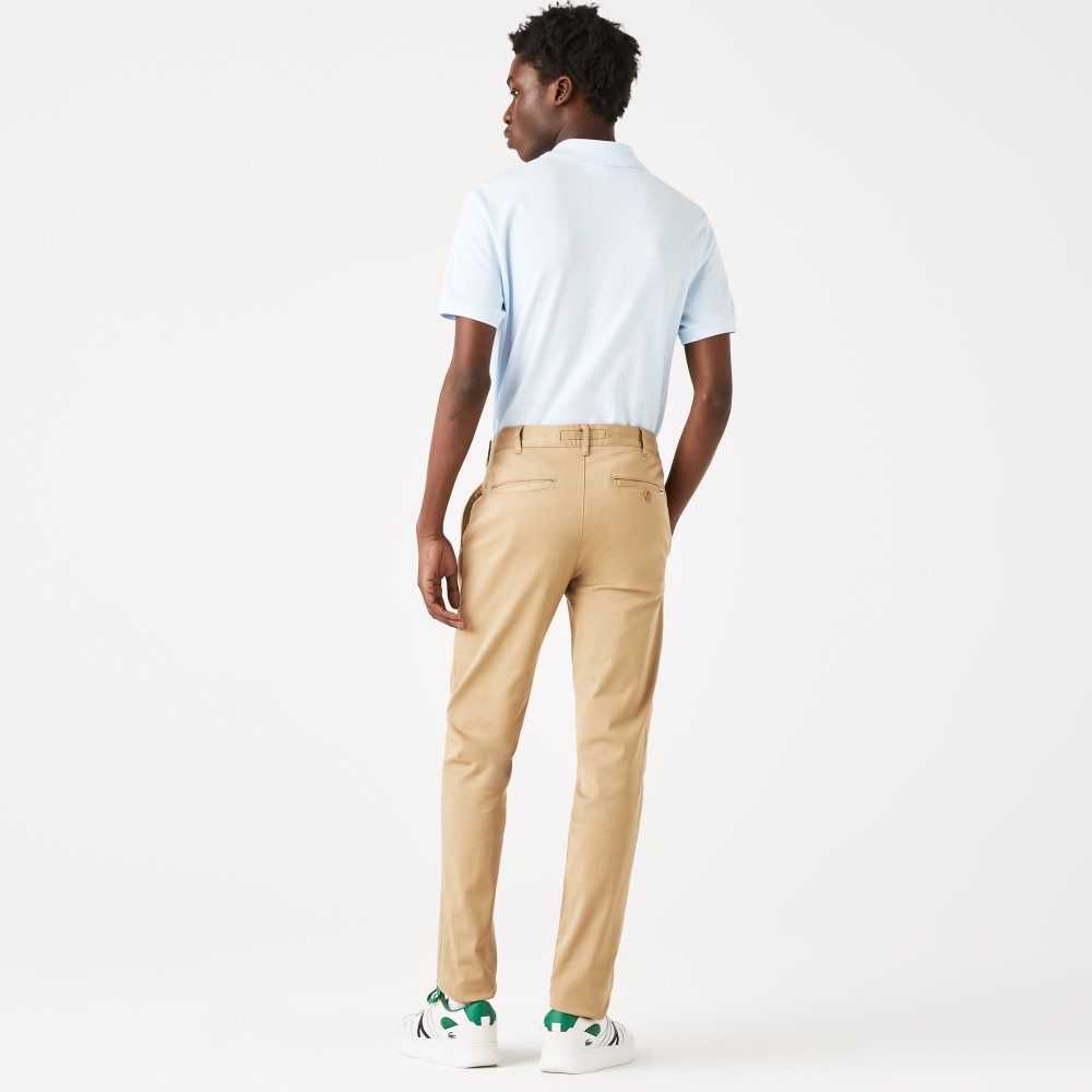 Lacoste Slim Fit Stretch Cotton Pants Beige | FZT-630921