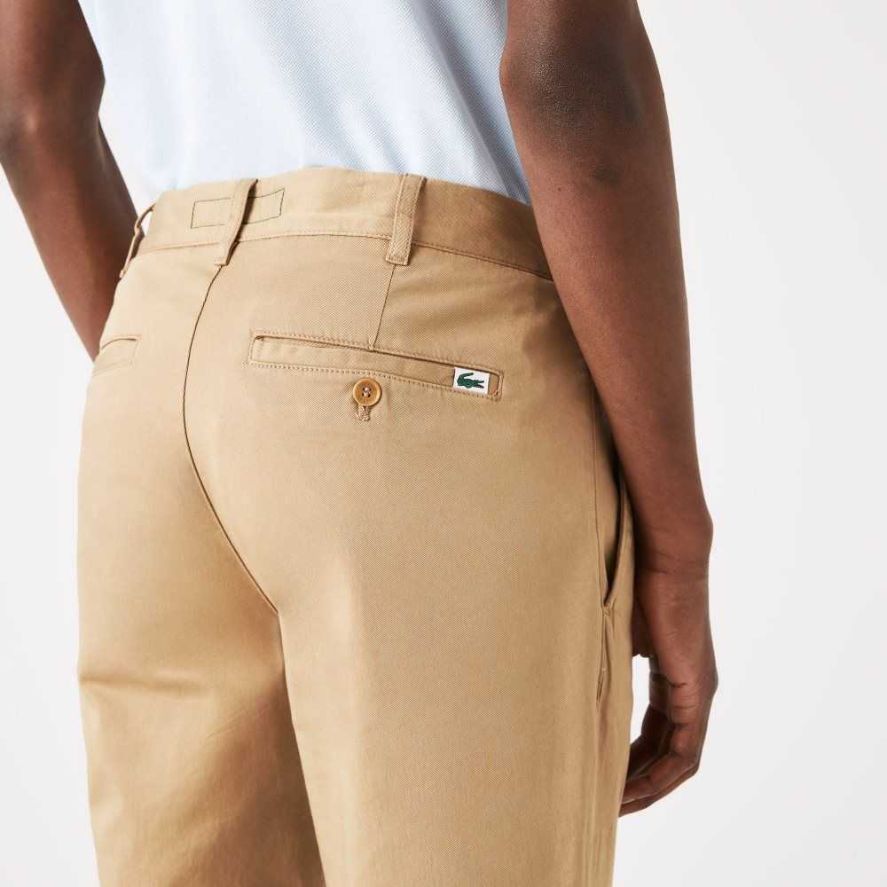 Lacoste Slim Fit Stretch Cotton Pants Beige | FZT-630921