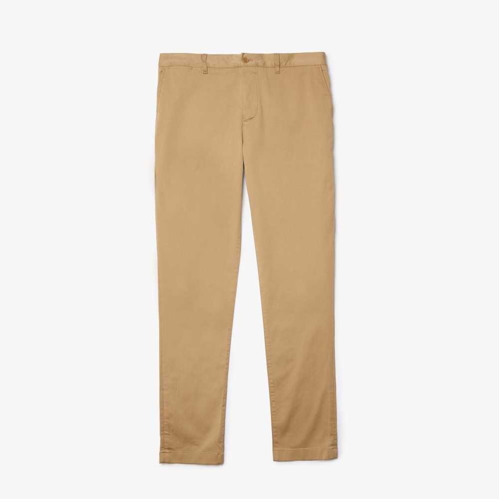 Lacoste Slim Fit Stretch Cotton Pants Beige | FZT-630921