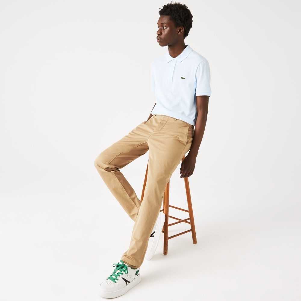 Lacoste Slim Fit Stretch Cotton Pants Beige | FZT-630921