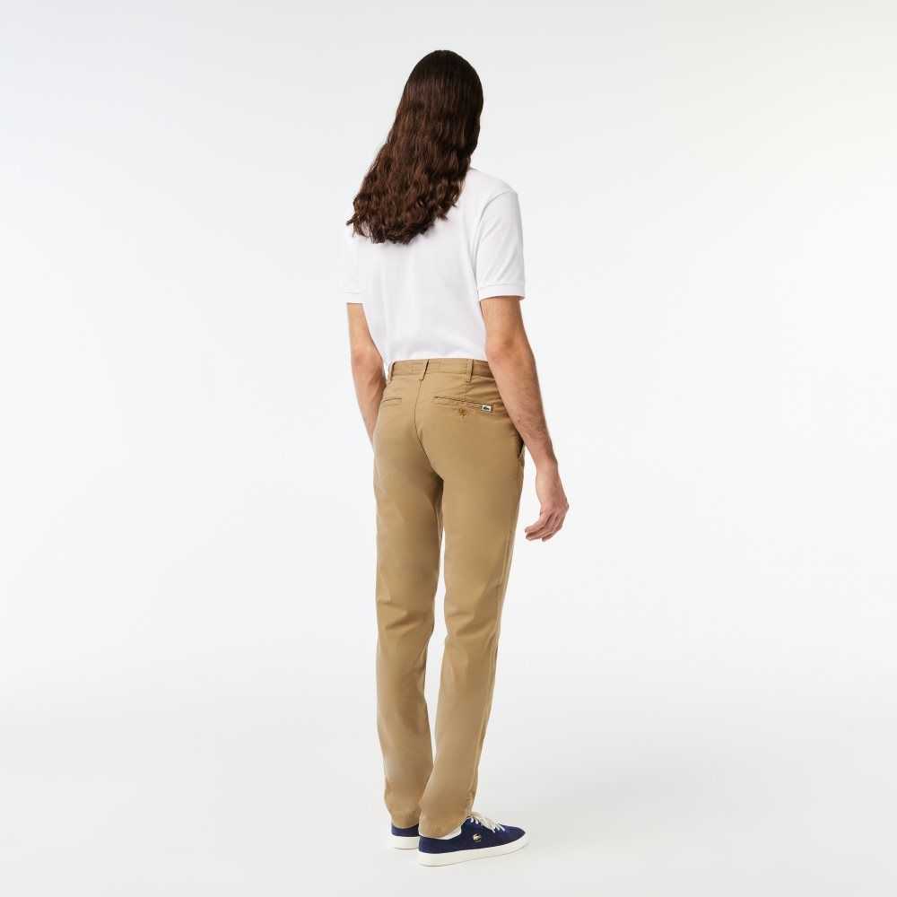 Lacoste Slim Fit Stretch Cotton Pants Beige | RLE-798104