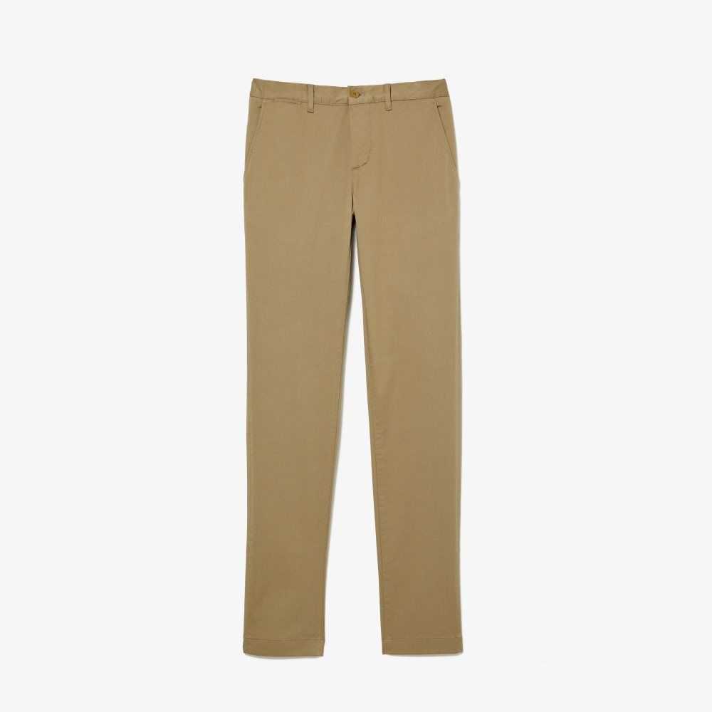 Lacoste Slim Fit Stretch Cotton Pants Beige | RLE-798104