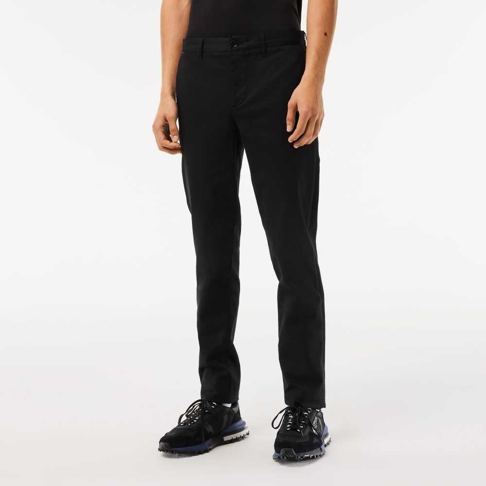 Lacoste Slim Fit Stretch Cotton Pants Black | MIY-051932