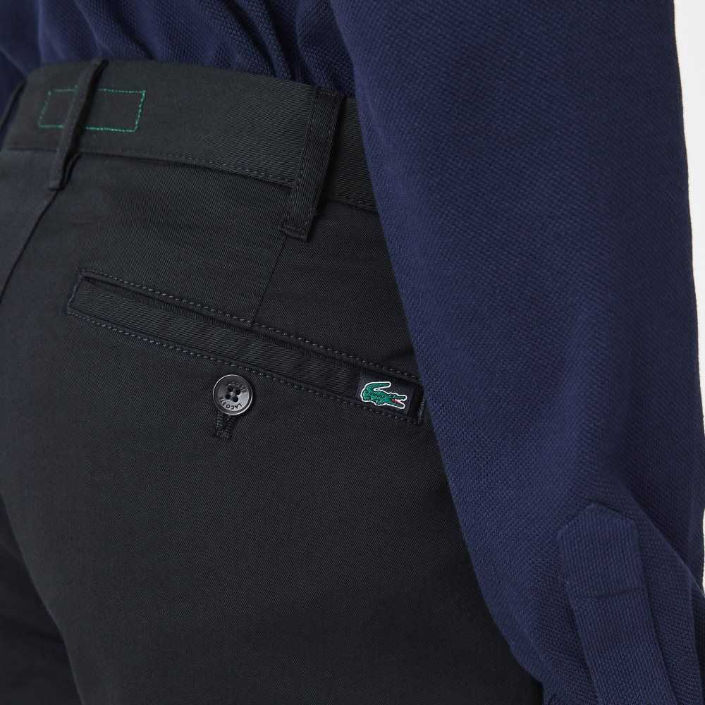 Lacoste Slim Fit Stretch Cotton Pants Black | MIY-051932