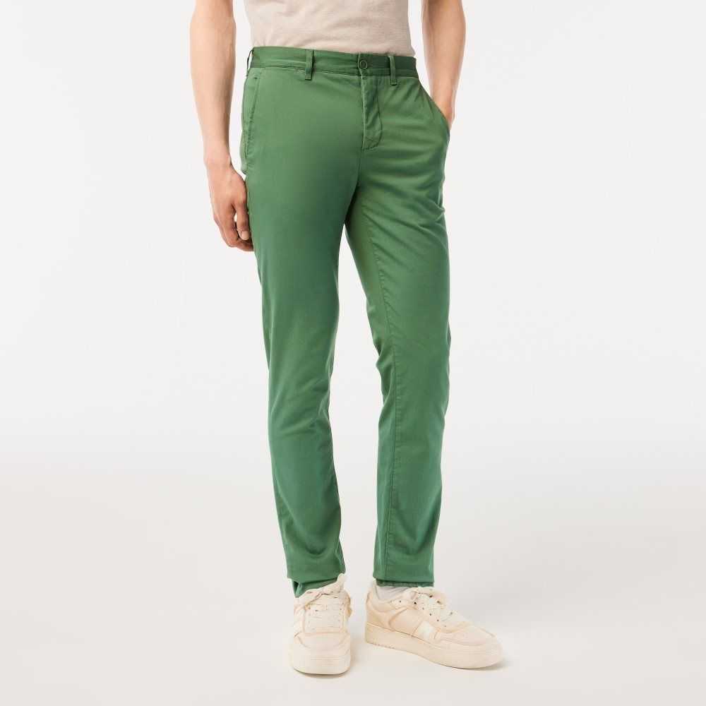 Lacoste Slim Fit Stretch Cotton Pants Khaki Green | QAH-581340