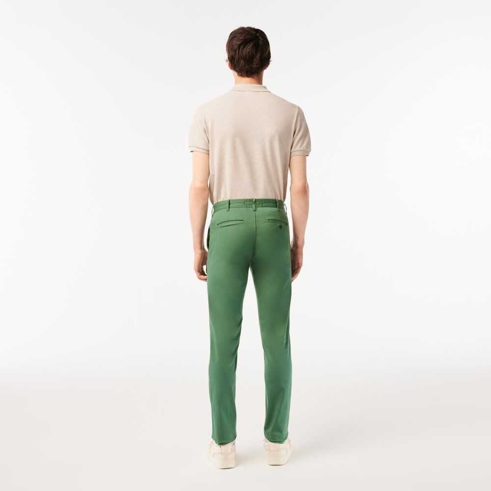 Lacoste Slim Fit Stretch Cotton Pants Khaki Green | QAH-581340