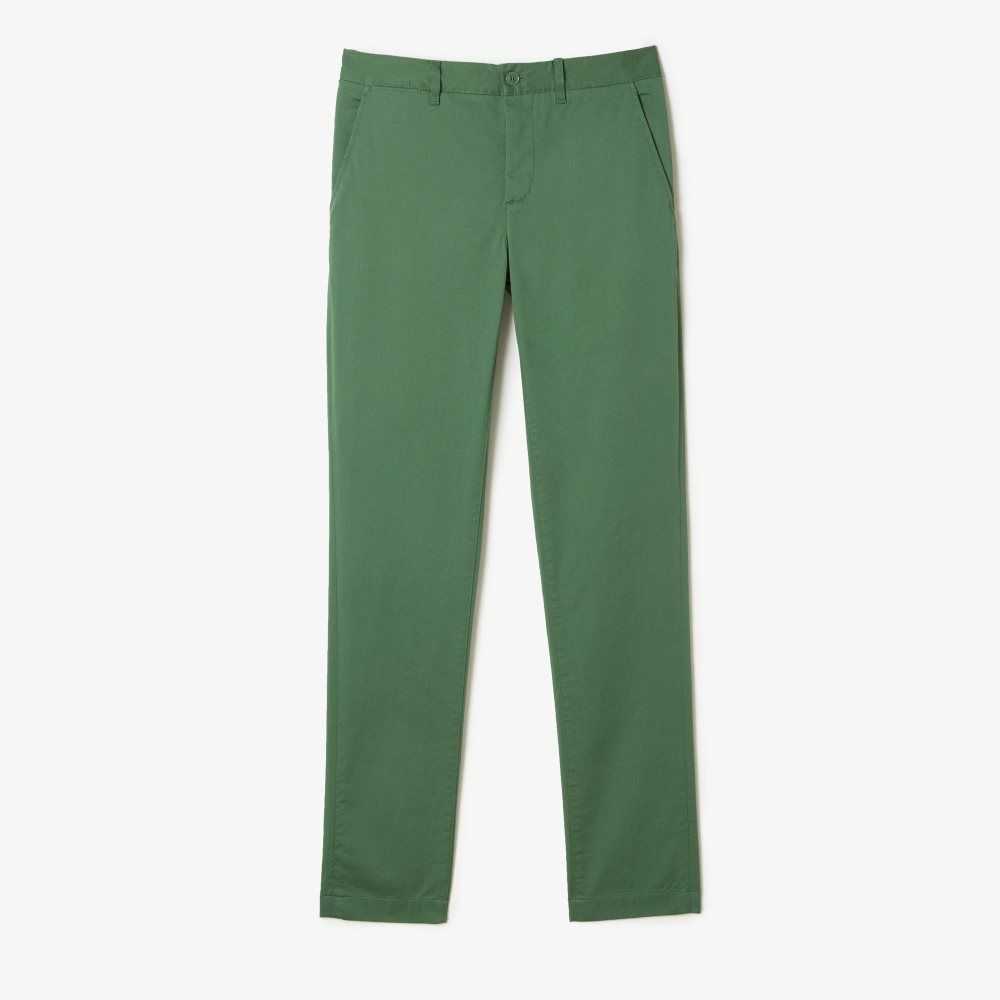 Lacoste Slim Fit Stretch Cotton Pants Khaki Green | QAH-581340