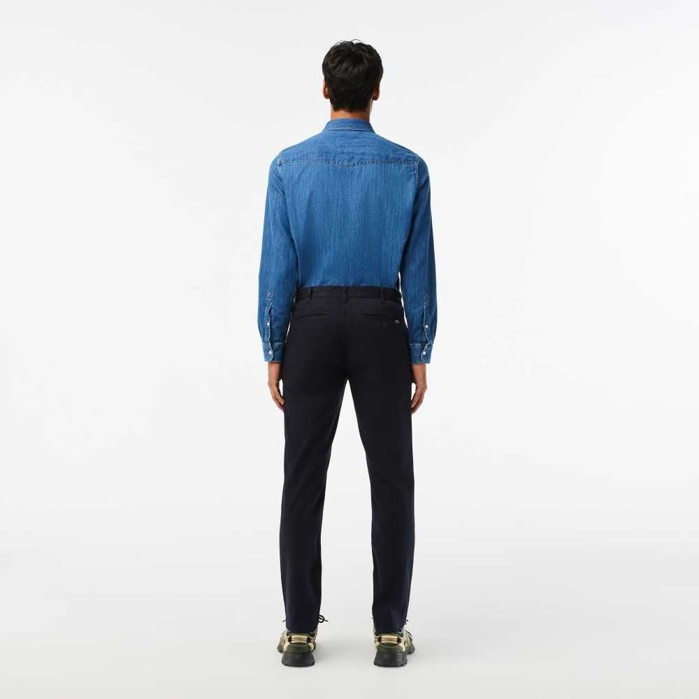 Lacoste Slim Fit Stretch Cotton Pants Navy Blue | HEY-659384